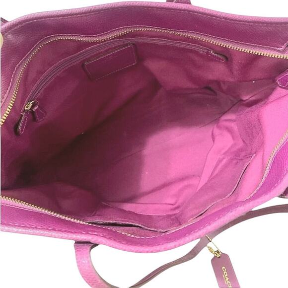 COACH CITY ZIP TOTE CROSSGRAIN LEATHER FUCHSIA PRE-OWNED VERY GOOD CONDITION - Picture 5 of 11